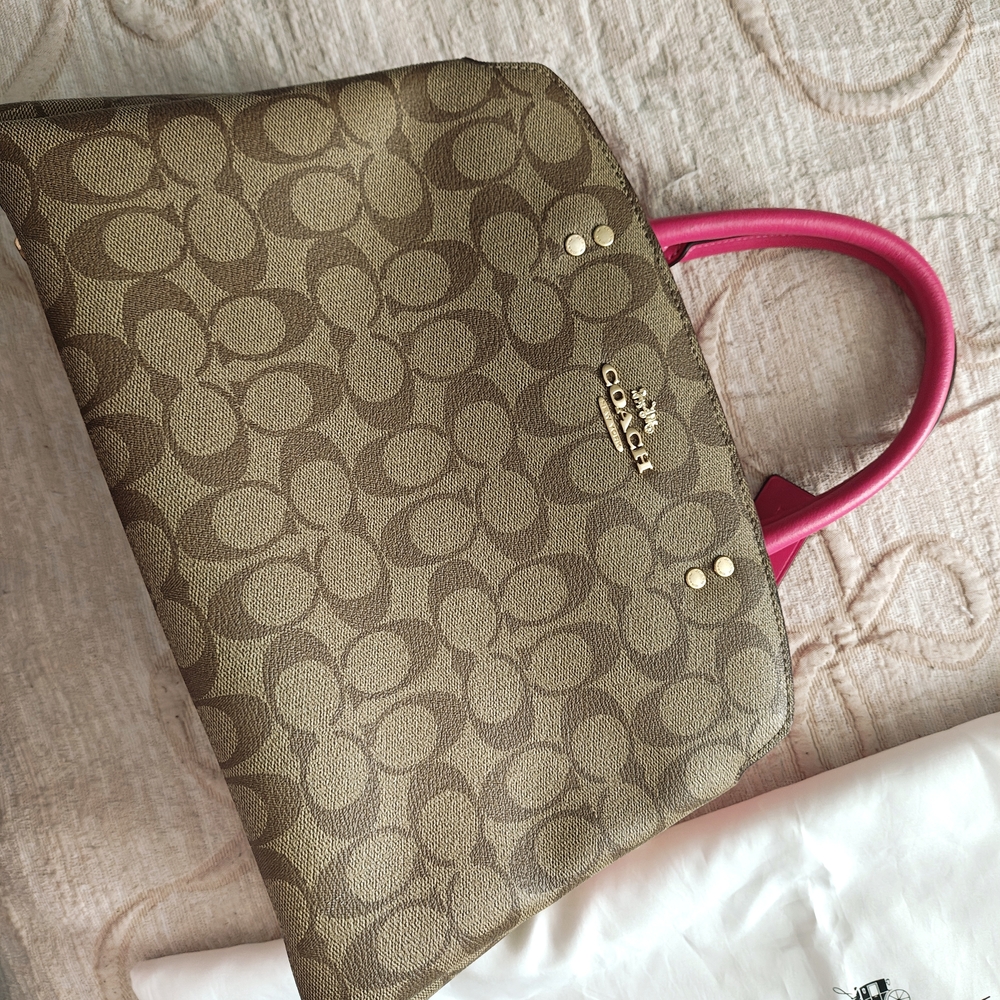Coach Signature Brown and Pink Handbag - Picture 2 of 9